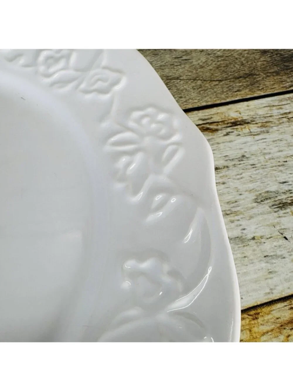 Better Homes And Gardens SUMMERDALE ROSE WHITE Stoneware Dinner Plates Set of 4